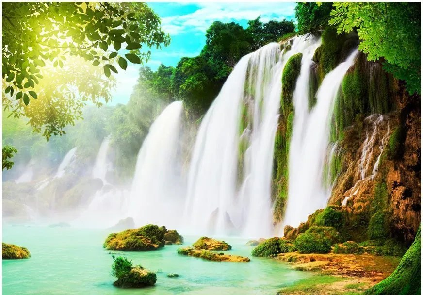 Αυτοκόλλητη φωτοταπετσαρία - The beauty of nature: Waterfall - 98x70