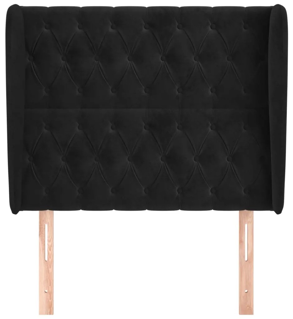 vidaXL Κεφαλάρι με Πτερύγια Μαύρο 103x23x118/128 εκ. Βελούδινο
