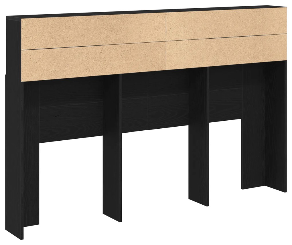 vidaXL Κεφαλός Ντουλάπι Μαύρη Δρυς - 160x19x103,5 εκ., φτιαγμένο από επεξεργασμένο ξύλο.