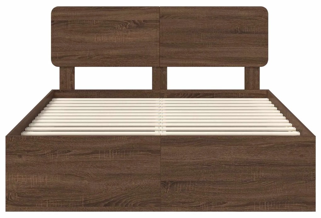 vidaXL Σκελετός Κρεβατιού Καφέ δρυς 140 x 200 cm Στερεά ξυλεία πεύκου
