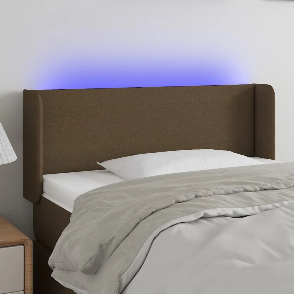 vidaXL Κεφαλάρι Κρεβατιού LED Σκούρο Καφέ 83x16x78/88 εκ. Υφασμάτινο