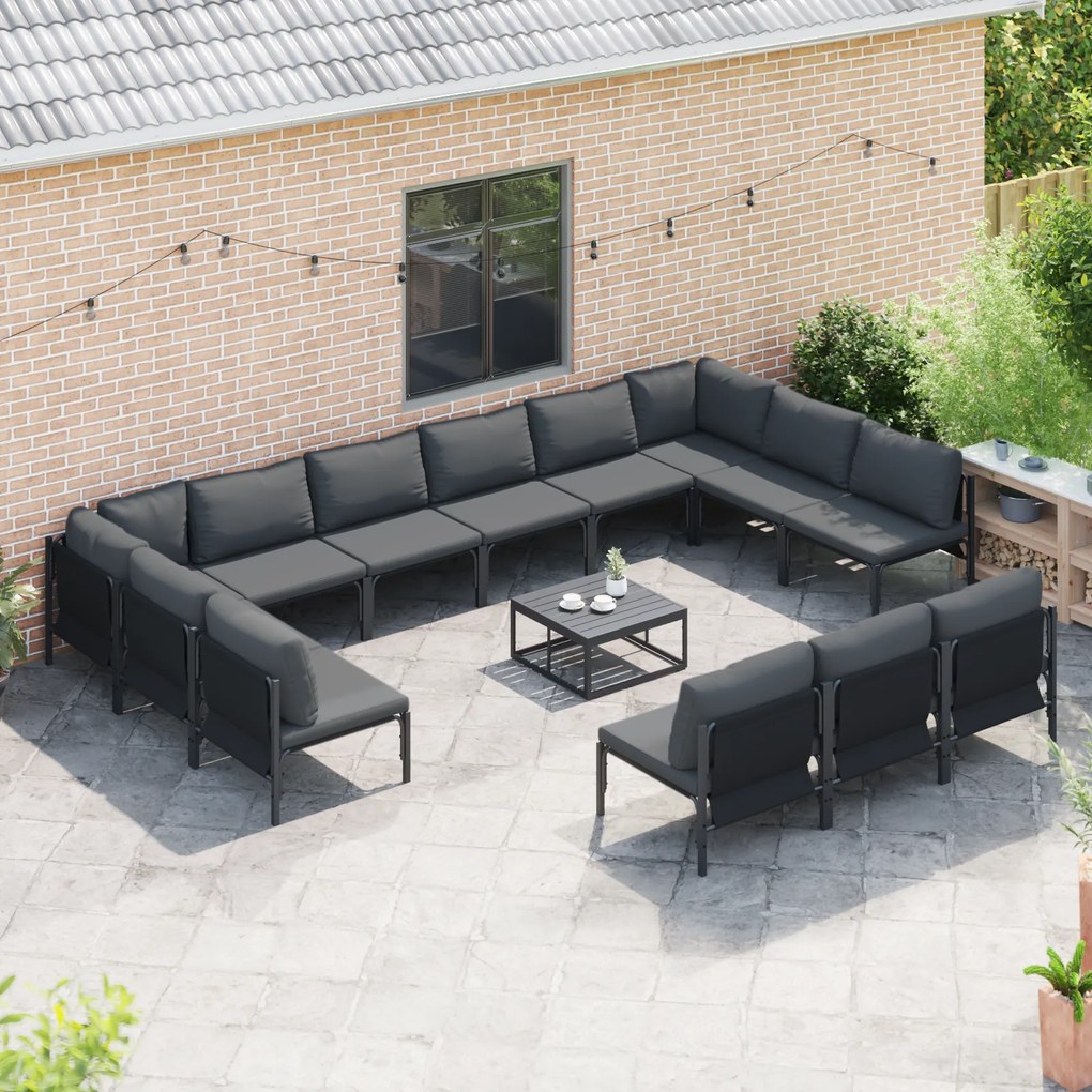 vidaXL Σετ Καναπέ Κήπου 14 pcs Ανθρακί Ατσάλι