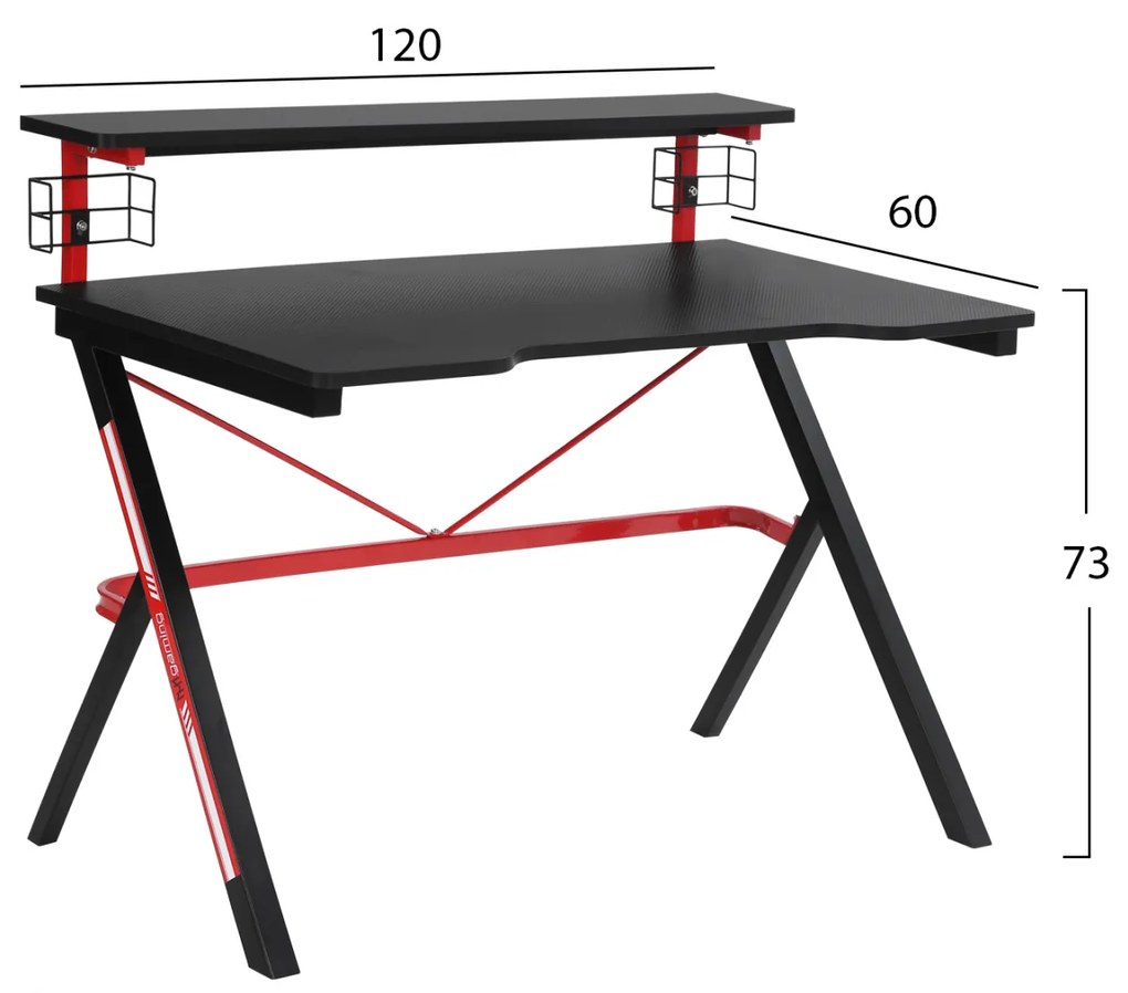 ΓΡΑΦΕΙΟ GAMING PRO UNITY 120x60x73 GARBON ΕΠΙΦΑΝΕΙΑ &amp; ΜΑΥΡΟ ΜΕΤΑΛΛΙΚΟ ΣΚΕΛΕΤΟ HM8713 - HM8713