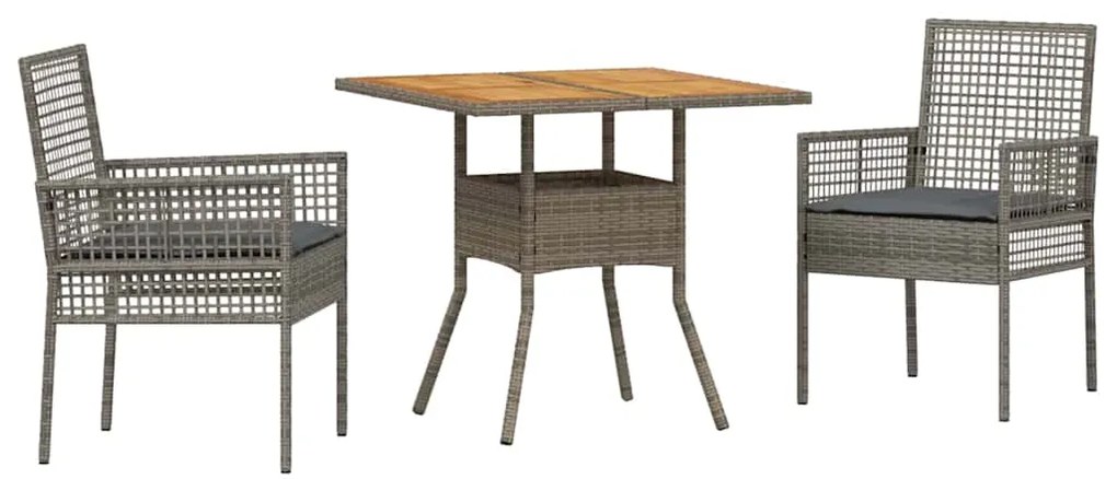 vidaXL Σέτ φαγητού για κήπο 3 pcs Γκρι συνθετικό ρατάν