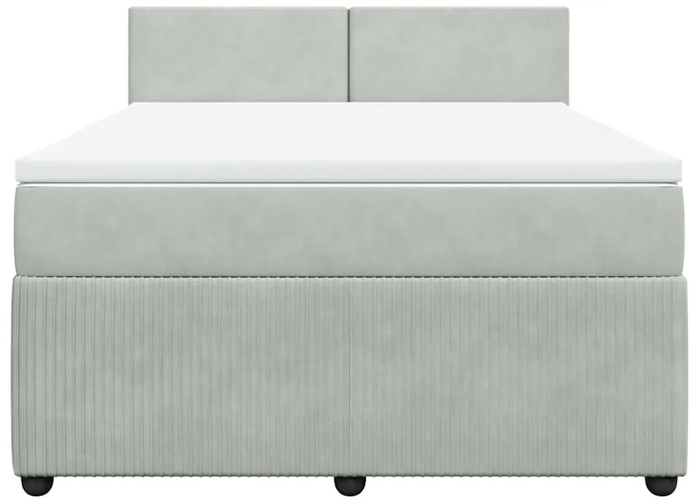 vidaXL Κρεβάτι Boxspring με Στρώμα Ανοιχτό Γκρι 140x200 εκ. Βελούδινο