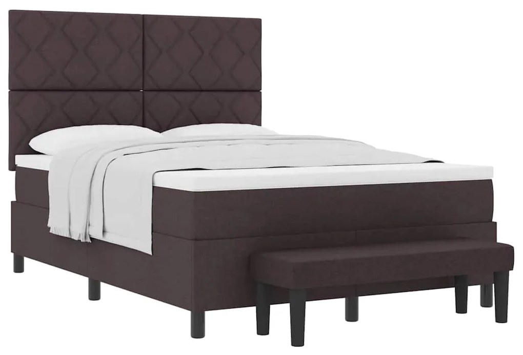 vidaXL Κρεβάτι με ελατήρια με στρώμα Σκούρο Καφέ 140 x 200 cm