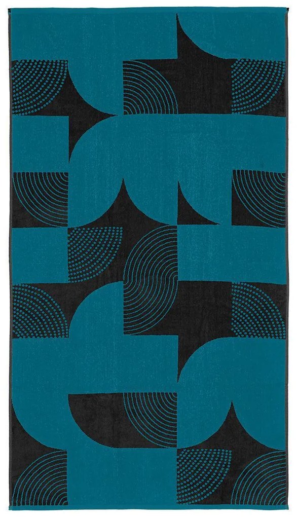 LINO ΠΕΤΣΕΤΑ ΘΑΛΑΣΣΗΣ GEOMETRICO BLACK-PETROL 86X160