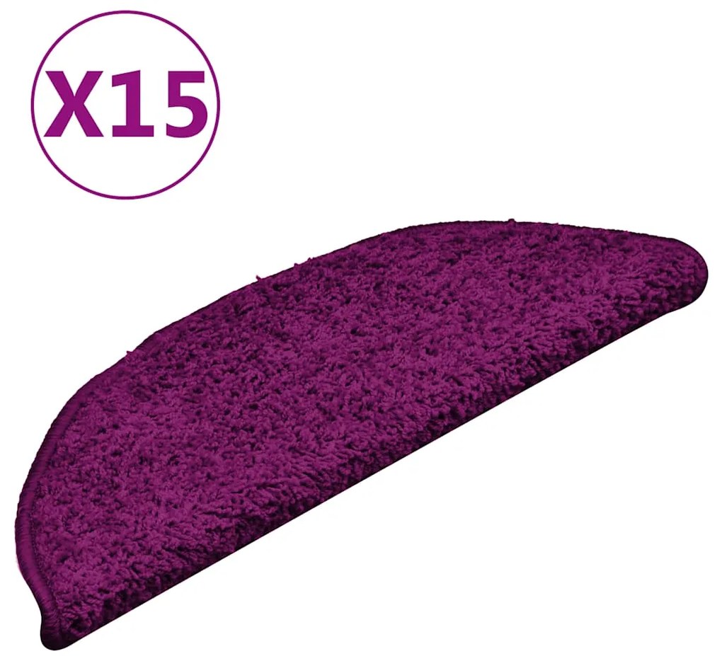vidaXL Πατάκια Σκαλιών 15 τεμ. Ροζ Ημίστρογγυλά 56x17x3 εκ.