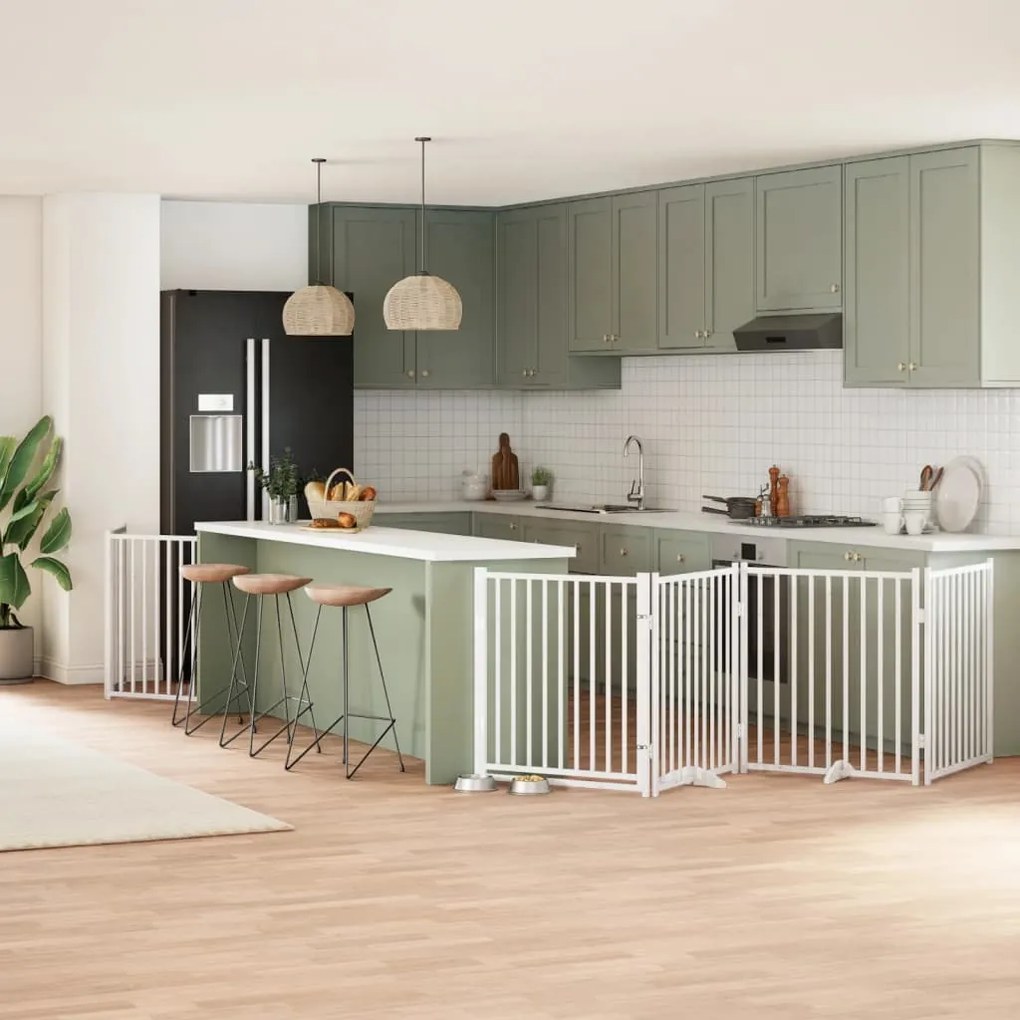 Διαχωριστικό Σκύλων/Πόρτα Πτυσσόμενο 8 Πάνελ 640εκ Ξύλο Λεύκας