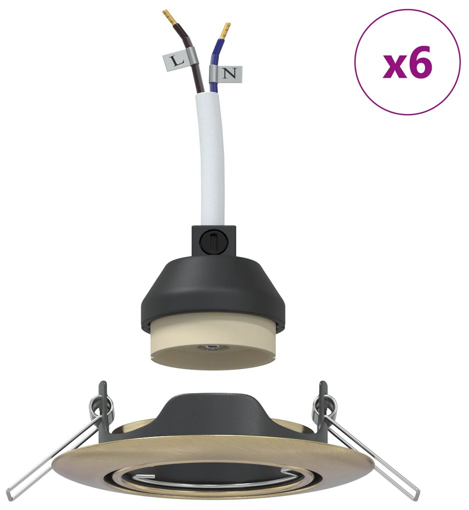 vidaXL Κρυφά Φώτα 6 τμχ Στρογγυλά GU10 Ορείχαλκος Ø90 mm Ατσάλι