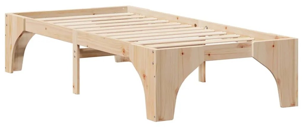 vidaXL Κρεβάτι δαπέδου Καφέ 90 x 200 cm Μασίφ ξύλο πεύκου