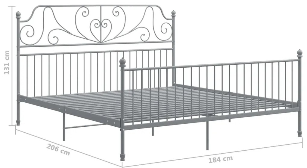 vidaXL Πλαίσιο Κρεβατιού Γκρι 180 x 200 εκ. Μεταλλικό