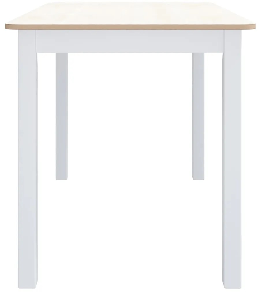 vidaXL Τραπεζαρία Λευκή/Καφέ 114x71x75 εκ Μασίφ Ξύλο Καουτσουκόδεντρου