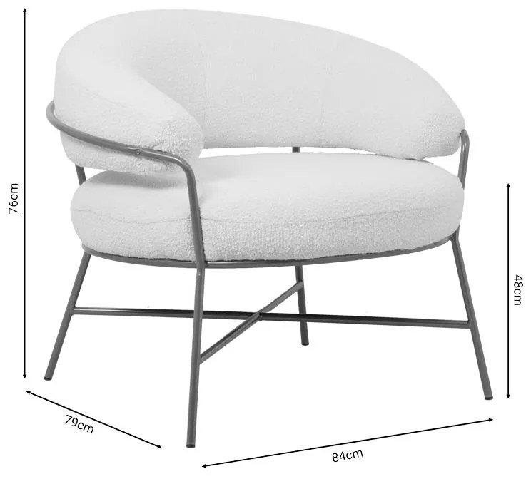 Πολυθρόνα Malu μπουκλέ κρεμ-πόδι χρυσό μέταλλο 84x79x76εκ 84x79x76 εκ.