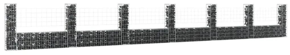 vidaXL Συρματοκιβώτιο σε U Σχήμα με 7 Στύλους 740x20x100 εκ Σιδερένιο