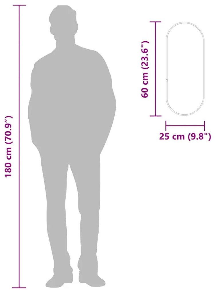vidaXL Καθρέφτης Τοίχου Οβάλ Μαύρος 60x25 εκ.