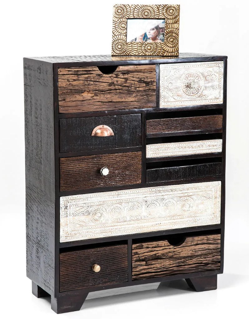 Συρταριέρα Finca 10 Drawers Ξύλο Καφέ  70x30x90εκ - Μαύρο