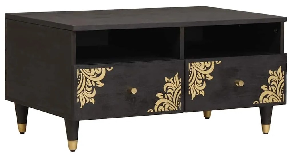 Τραπεζάκι σαλονιού Μαύρο 80 x 54 x 40 εκ Στερεό ξύλο μάνγκο