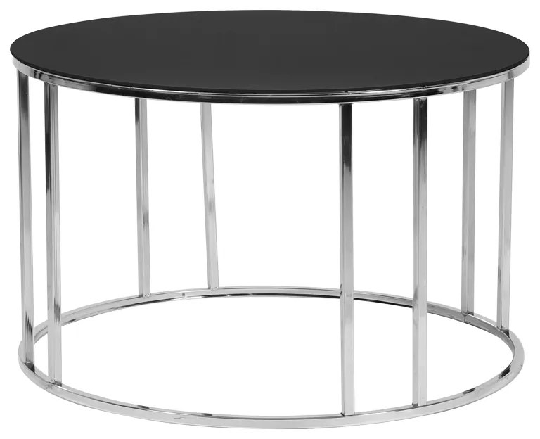 Τραπέζι σαλονιού μεταλλικό Φ75x45 INOX με μαύρο γυάλινο καπάκι - Γυαλί - 783-2505