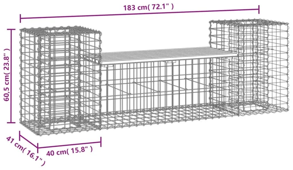 ΠΑΓΚΑΚΙ ΚΗΠΟΥ ΣΥΡΜΑΤΟΚΙΒΩΤΙΟ 183X41X60,5 ΕΚ. ΕΜΠΟΤ. ΞΥΛΟ ΠΕΥΚΟΥ 834389