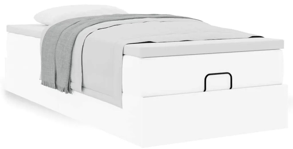 Οθωμανικό κρεβάτι με στρώμα Λευκό 100x200cm Faux Leather