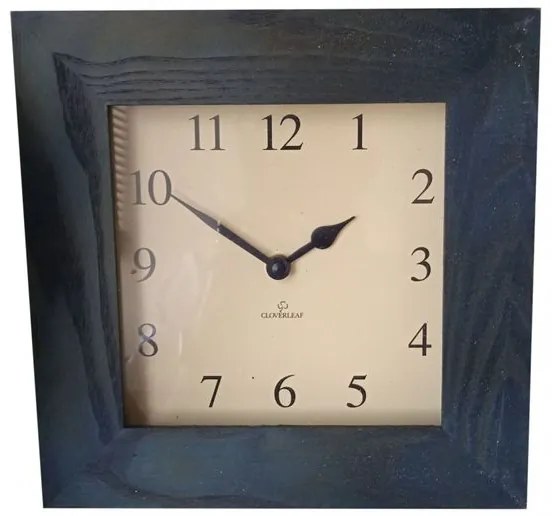 Etoile Ρολόι Τοίχου Ξύλινο Cloverleaf 24x24x4cm Μπλε Με Νερά SQQ-000B