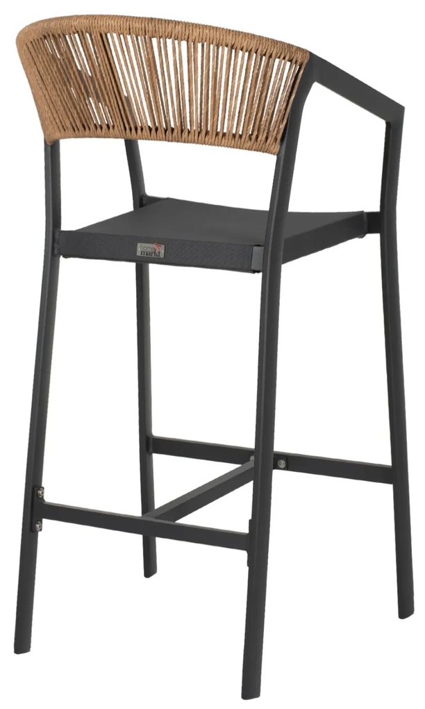 ΣΚΑΜΠΟ ΑΛΟΥΜΙΝΙΟΥ ΜΕ ΜΠΡΑΤΣΑ ΑΝΘΡΑΚΙ PE RATTAN TEXTLINE 56x58x105Y εκ. 56x58x105 εκ.