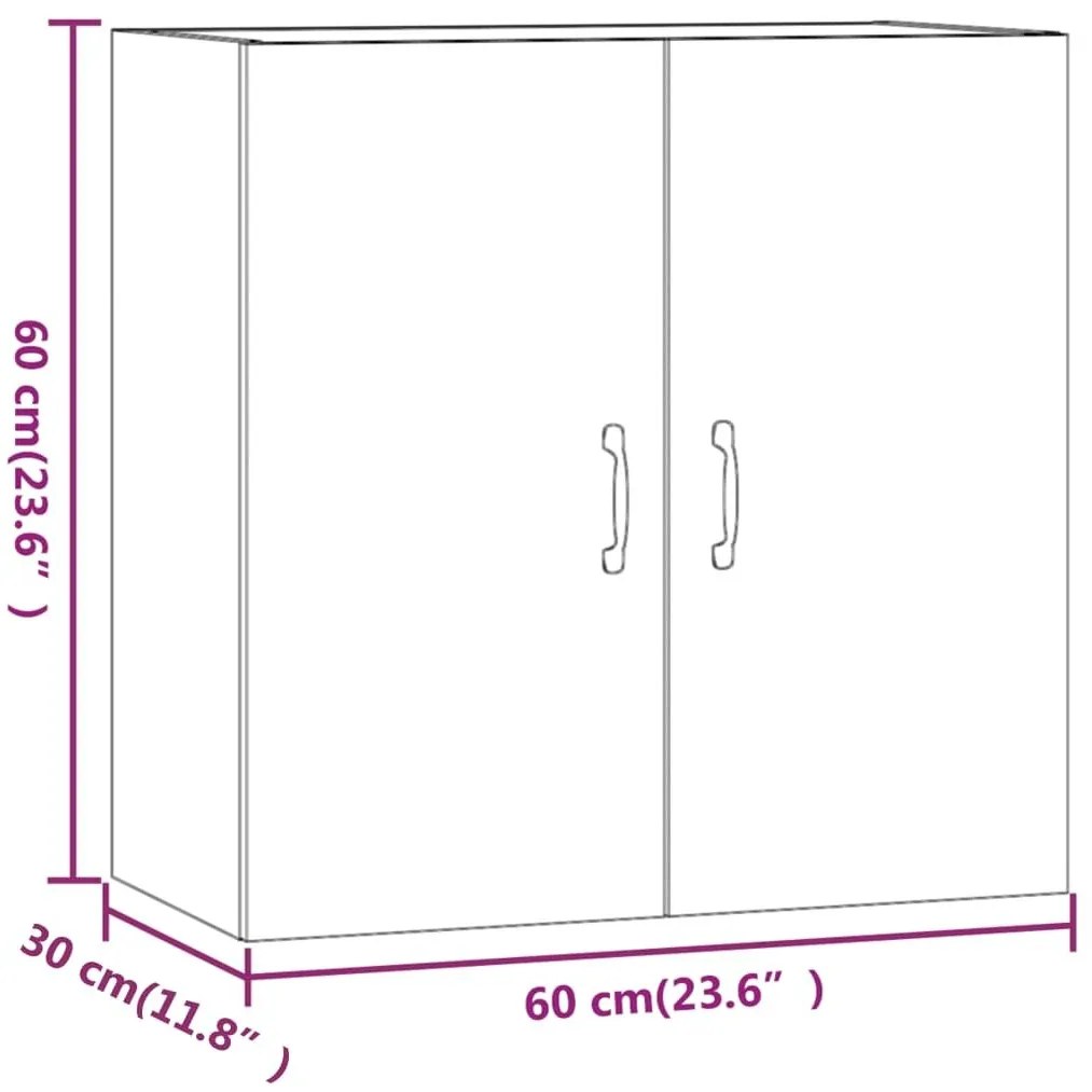 Ντουλάπι Τοίχου Γκρι Sonoma 60x31x60εκ. Επεξεργασμένο Ξύλο - Γκρι