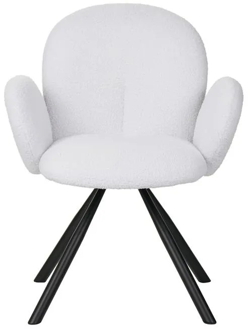 Καρέκλα - Πολυθρόνα Garzele Inart λευκό μπουκλέ ύφασμα-πόδι μαύρο μέταλλο 68x66x82.5εκ 68x66x82.5 εκ.