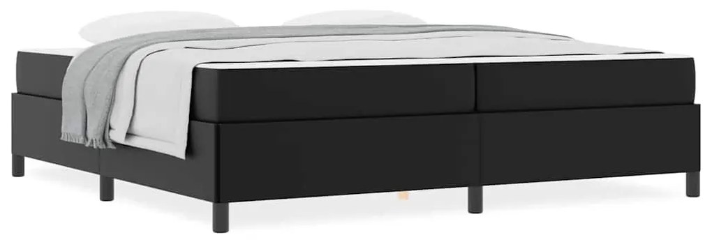 vidaXL Σκελετός κρεβατιού με στρώμα Μαύρο 200 x 200 cm Τεχνητό δέρμα