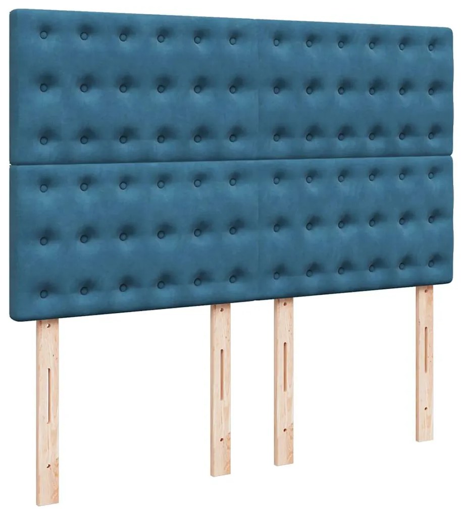 vidaXL Κρεβάτι Boxspring με Στρώμα Σκούρο Μπλε 160x200 εκ. Βελούδινο