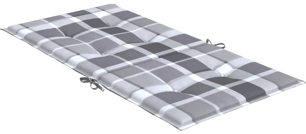 vidaXL Μαξιλάρια Καρέκλας Κήπου Πλάτη 2τεμ Γκρι Καρό 100x50x3εκ Oxford