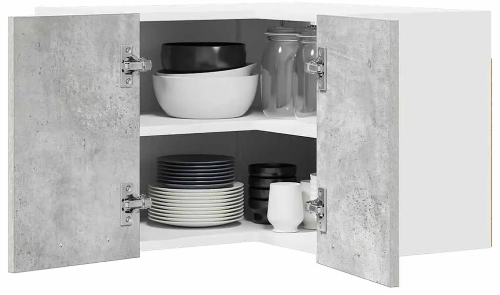 vidaXL Κρεμαστό ντουλάπι με αποθήκευση Riga Σκυρόδεμα Γκρι και Λευκό