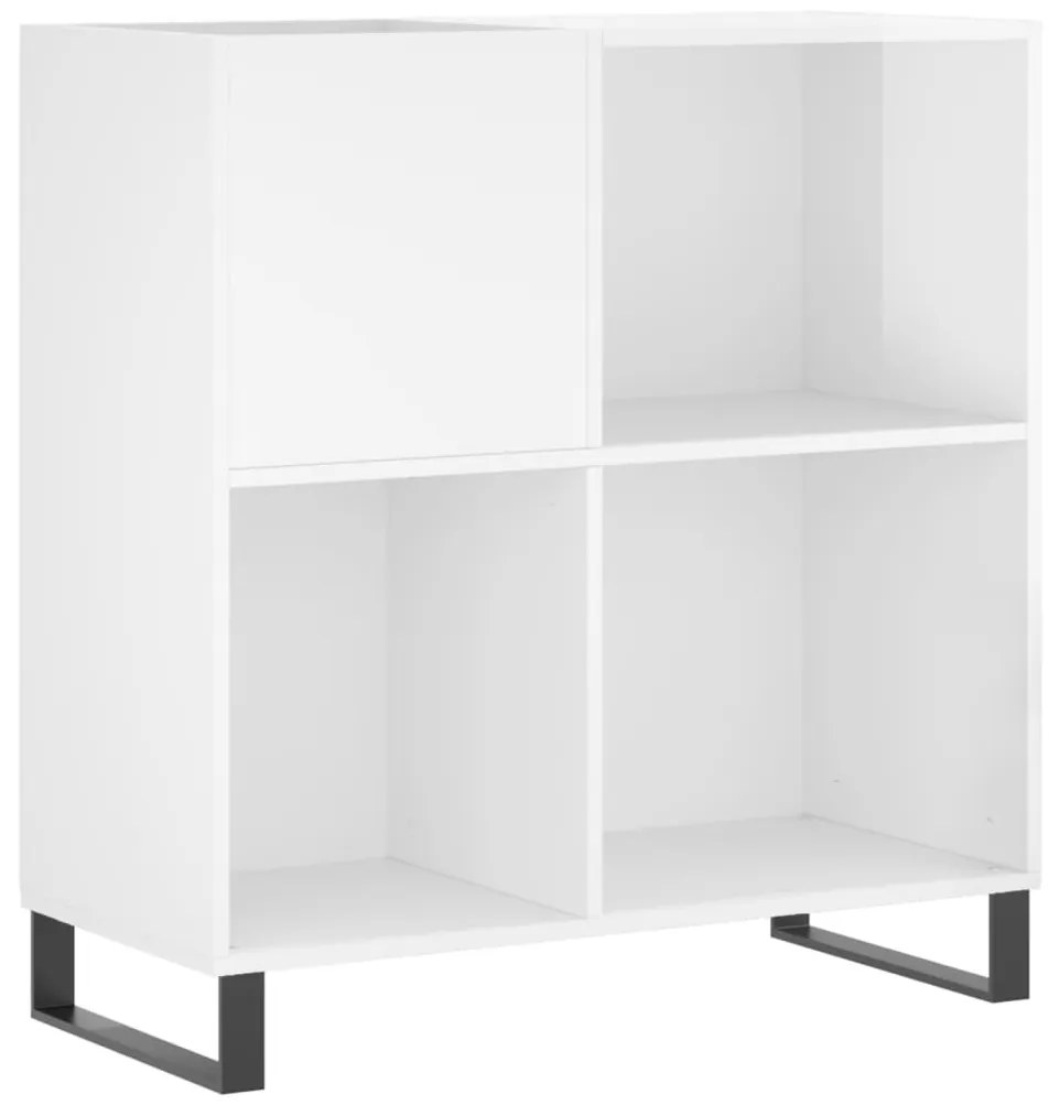 vidaXL Δισκοθήκη Γυαλιστερή Λευκή 84,5 x 38x 89 εκ. από Επεξεργ. Ξύλο