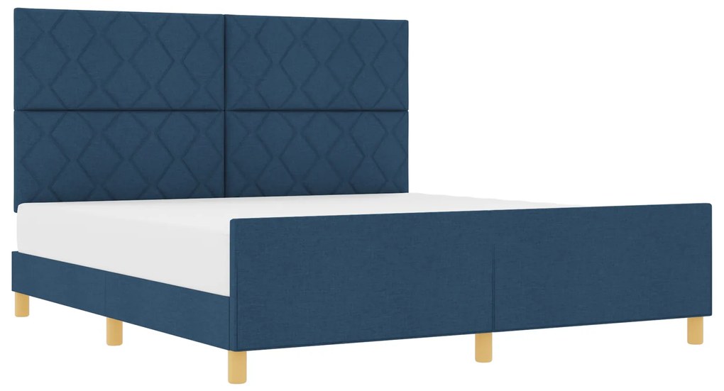 vidaXL Σκελετός Κρεβατιού με κεφαλάρι Μπλε 180 x 200 cm ύφασμα