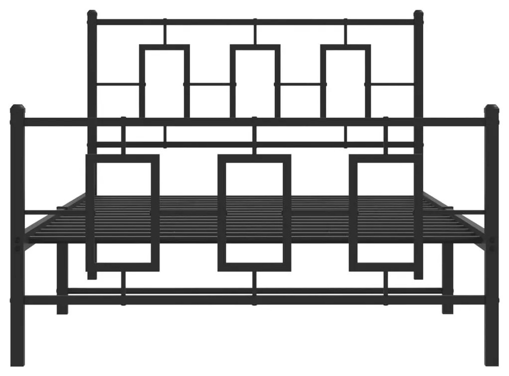Πλαίσιο Κρεβατιού με Κεφαλάρι&amp;Ποδαρικό Μαύρο 107x20 εκ. Μέταλλο - Μαύρο