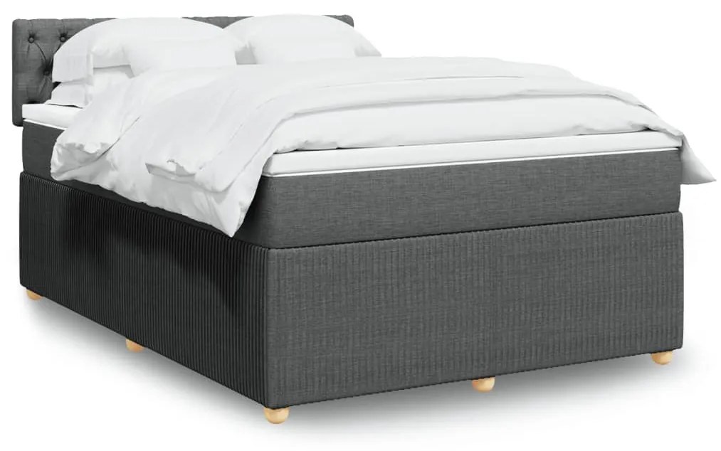 vidaXL Κρεβάτι Boxspring με Στρώμα Σκούρο Γκρι 160x200 εκ Υφασμάτινο