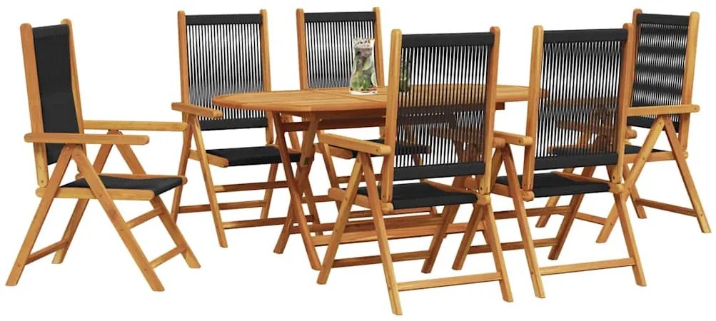 vidaXL Σέτ φαγητού για κήπο 7 pcs Μαύρο