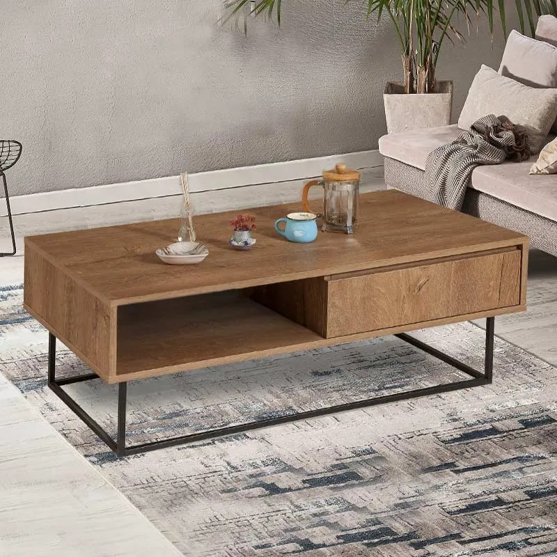 Τραπεζάκι σαλονιού Amedeo Megapap χρώμα καρυδί 120x60x43εκ.