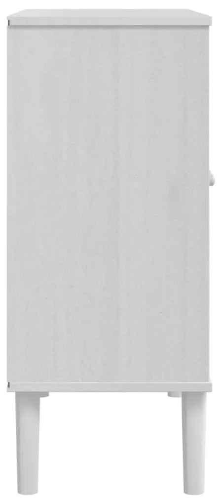Ντουλάπι SENJA Λευκό / Όψη Ρατάν 80x35x80 εκ. Μασίφ Ξύλο Πεύκου - Λευκό