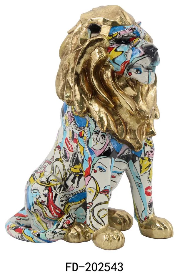 Διακοσμητική Φιγούρα DKD Home Decor Χρυσό Λέων Ρητίνη Πολύχρωμο Σύγχρονη (21 x 14,5 x 27 cm) (15 x 21 x 27 cm)