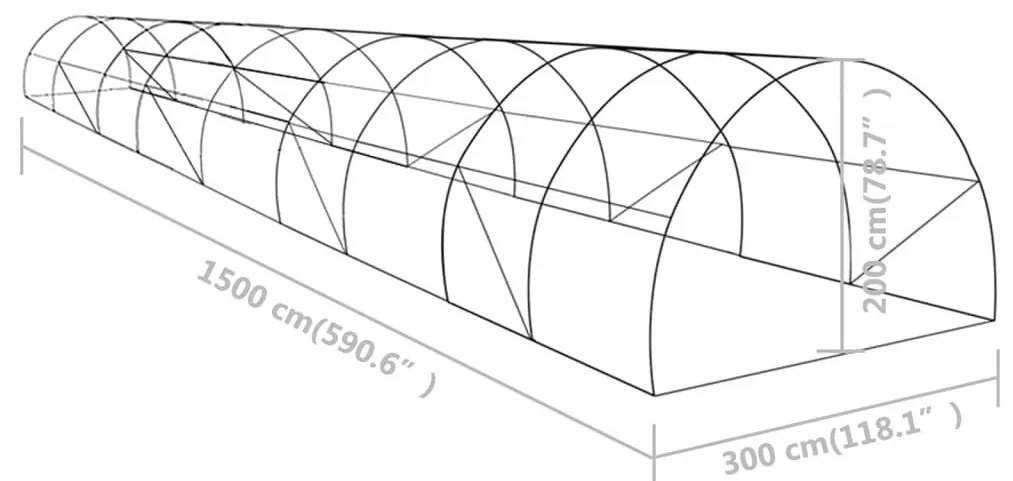 Θερμοκήπιο 45 μ² 15x3x2 μ. - Πράσινο