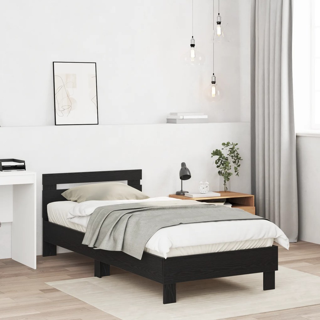 vidaXL Μαύρο Κρεβάτι - 90 x 200 εκ από επεξεργασμένο ξύλο.