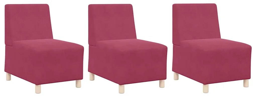 vidaXL Μοναδικός Καναπές χωρίς Χερούλια 3 pcs Κόκκινο 55 x 74 x 82 εκ.