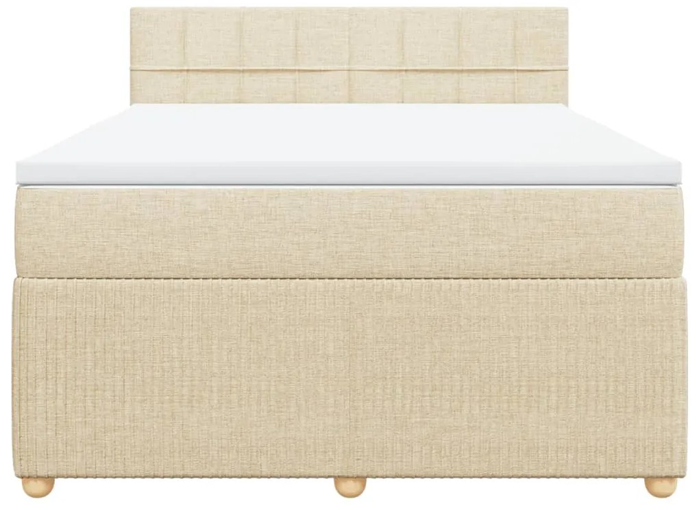 vidaXL Κρεβάτι Boxspring με Στρώμα Κρεμ 140x190 εκ. Υφασμάτινο
