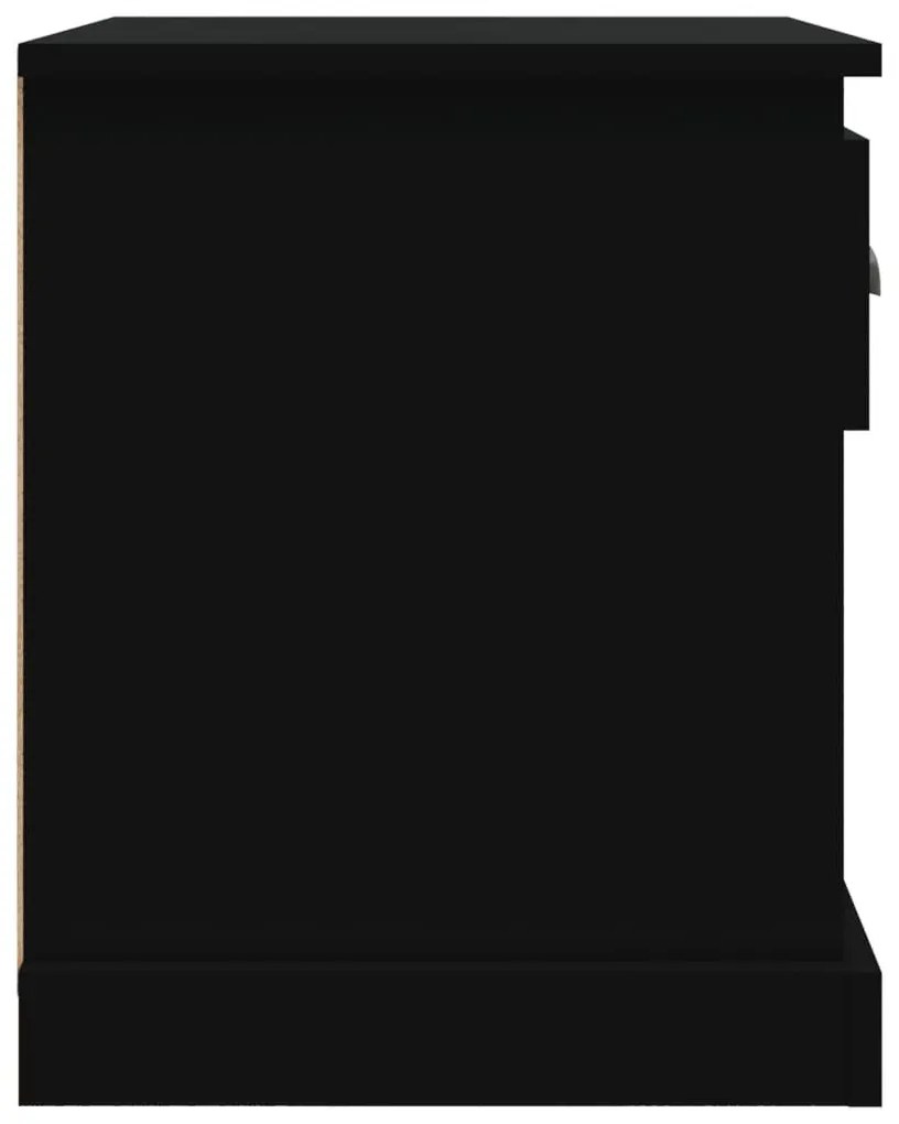 Κομοδίνο Μαύρο 39 x 39 x 47,5 εκ. από Επεξεργασμένο Ξύλο - Μαύρο