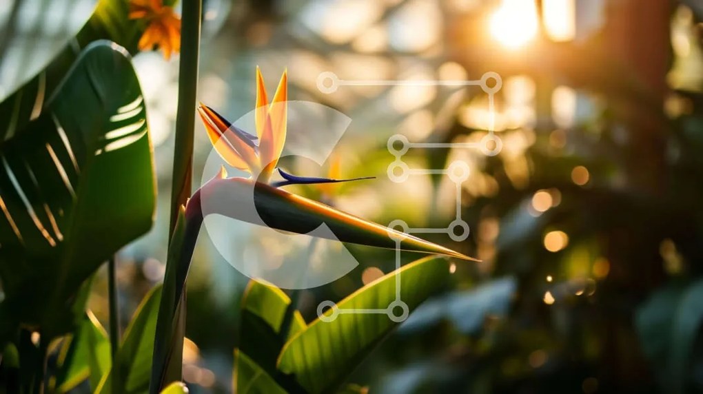 Intra Συλλεκτικό Ξύλινο Παζλ Plywood  4mm - Λουλούδι Bird of Paradise σε εσωτερικό κήπο ή θερμοκήπιο Σε Ξύλινο Κουτί - Διαστάσεις: 10x10 cm – 25 κομμάτια
