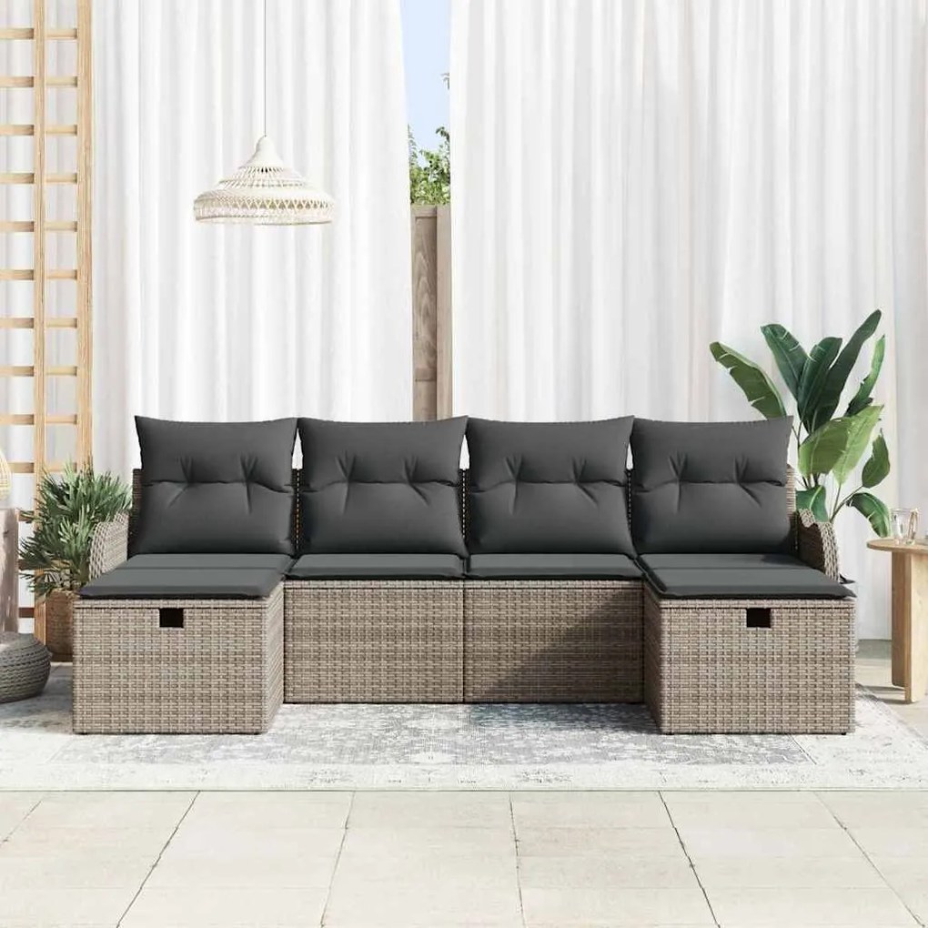 vidaXL Σετ Καναπέ Κήπου 6 pcs Γκρι 231 x 117 x 85 εκ Πολυ ράταν