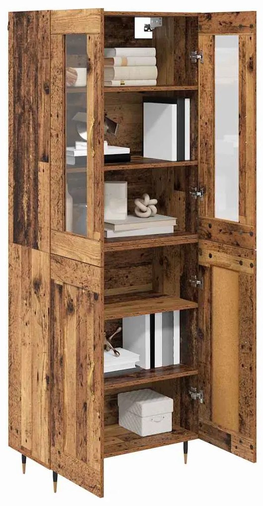 vidaXL Highboard Επιτοίχιο 2 pcs Παλιό ξύλο 69,5 x 34 x 180 εκ.