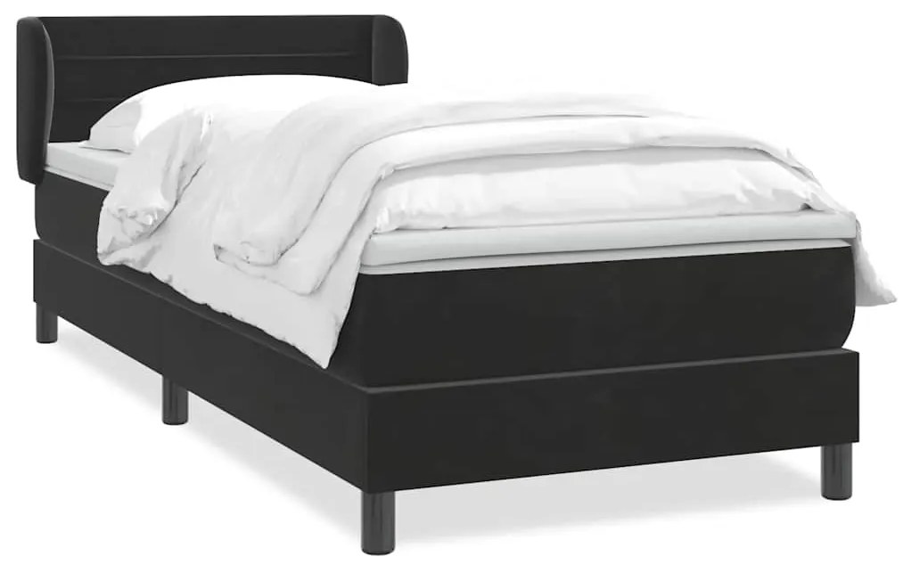 vidaXL Κρεβάτι Boxspring με Στρώμα Μαύρο 80x220 εκ. Βελούδινο